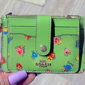 Coach card case in vintage rose print